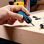 ** A beginner DIYer using an electric screwdriver to assemble a small wooden project. Focus on the user-friendly aspect and the accessibility of electric screwdrivers for novice DIY enthusiasts.

**