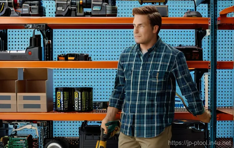 전동 드릴 배터리 수명 - **Prompt:** A clean, well-lit, and organized home workshop. A person, appearing to be in their late ...