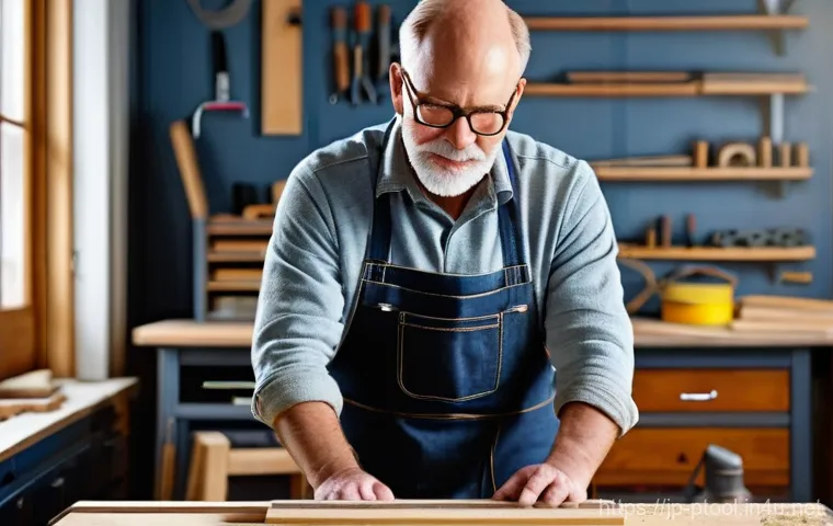 전동 공구 속도 조절 기능 - **A detailed, professional photograph capturing a skilled DIY enthusiast (30s, gender-neutral) weari...