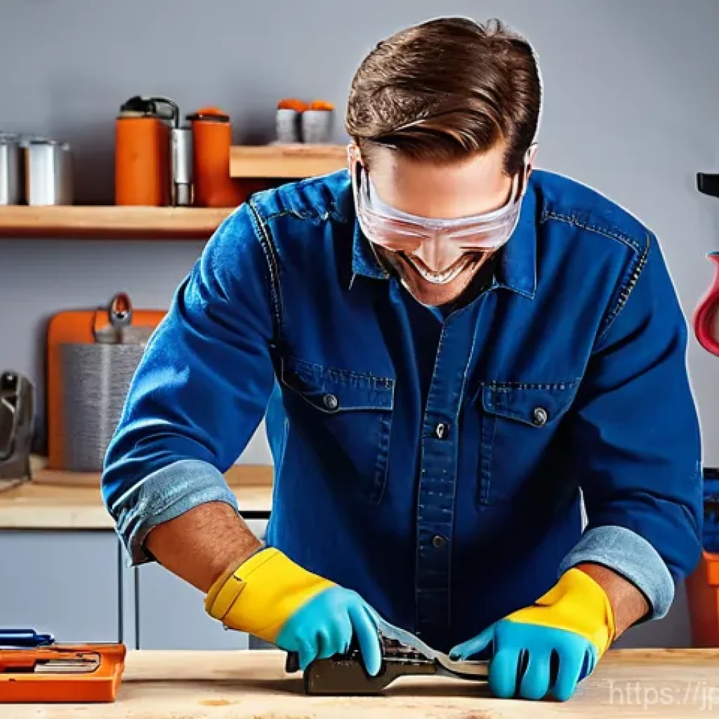 전동 공구로 배관 작업하는 법 - **Prompt 1: The Confident DIYer with an Electric Pipe Cutter**
A smiling and confident young adu...
