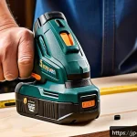 전동 공구 사용 후기 모음 - A detailed close-up of a modern cordless impact driver designed for woodworking and furniture assemb...